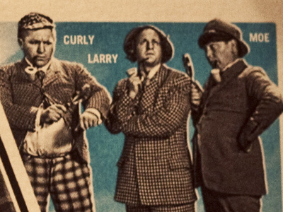 The Three Stooges trading card black blue cinema classic film funny hollywood old stooges three vintage white