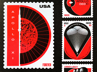 Space Stamps RISO print art badge illustration moon nasa riso space stamp stamps usps vector vintage