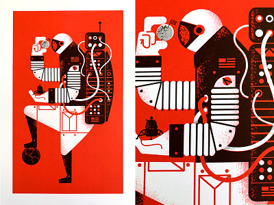 Astro-Man Riso Print apollo illustration moon nasa poster riso riso print space texture