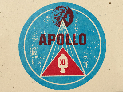 Apollo 11 Badge No. 1 of 24 art badge blue button design nasa poster print red screen space
