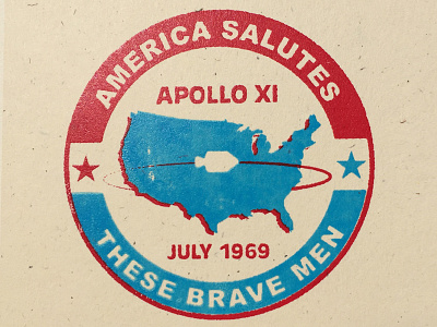 Apollo 11 Badge No. 3 of 24 art badge buttons design nasa poster red vintage