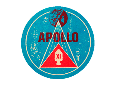Apollo XI Badges 1969 america blue moon old red space vintage