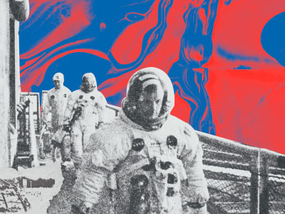 NASA poster in Progress nasa retro riso screenprint space vintage