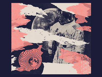 Moon Race abstract color illustration poster texture