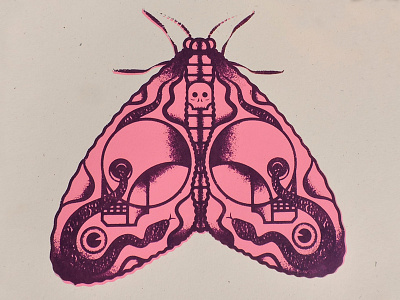 Death Moth Screen Print eye moth print skull snake