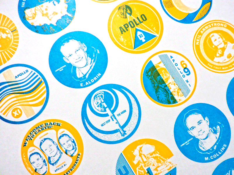 Space Badges - New Colors poster vintage nasa art design swiss astronaut space