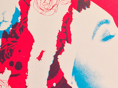 Woman collage halftone illustration print screen texture woman