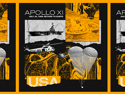 Apollo XI - Return to Earth abstract collage illustration moon nasa space vintage