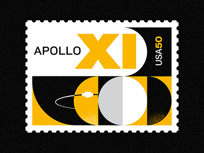 Apollo XI - 50th Anniversary apollo illustration moon moon landing nasa space space art stamp swiss design vintage