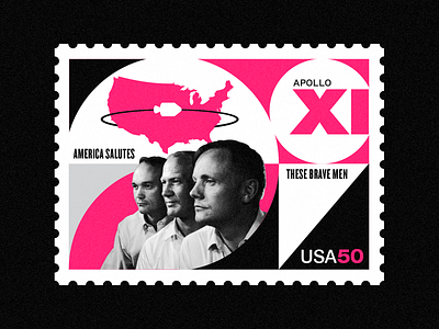Apollo XI - 50th Anniversary art collage illustration nasa space stamp swiss design vintage