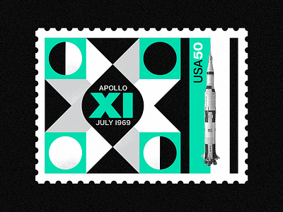 Apollo XI - 50th Anniversary apollo apollo11 design illlustration moon spaced stamp texture vector vintage logo