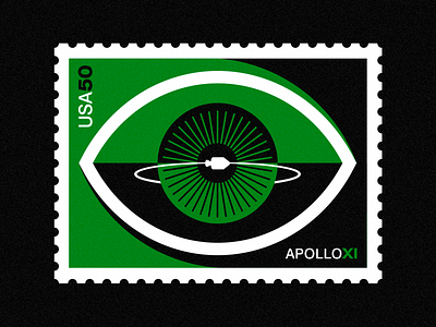 Apollo XI - 50th Anniversary- Stamp 6 badge eye illustration nasa space stamp vintage