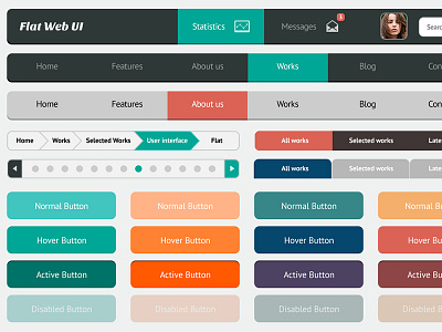Flat Web Ui buttons flat flat web ui interface menus soft colors toggle ui kit web