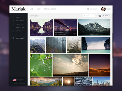 Mariak Website - Gallery Concept fullscreen gallery image pictures responsive sidebar web