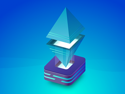 Illustration Ethereum Tokens ethereum illustration isometric light pyramid tokens