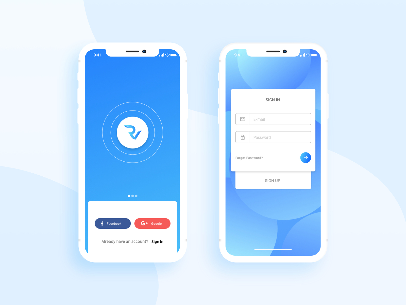 Splash and Login screen by Ravi Patel on Dribbble