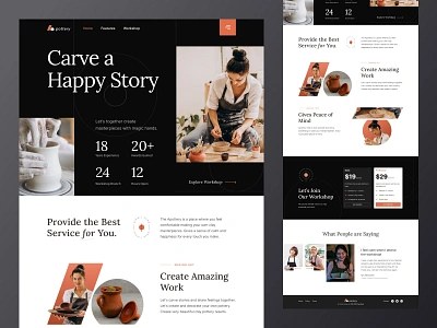 Pottery Landing Page - Apottery branding exploration landingpage logo pottery ui ux website