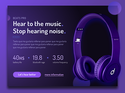 Beats Hero beats debut design firstshot headphones hero landing music ui ux violet