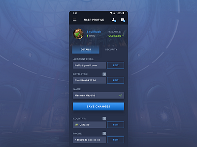 User Profile (Blizzard App) account app application blizzard dailyui dashboard flat gaming mobile ui user profile ux