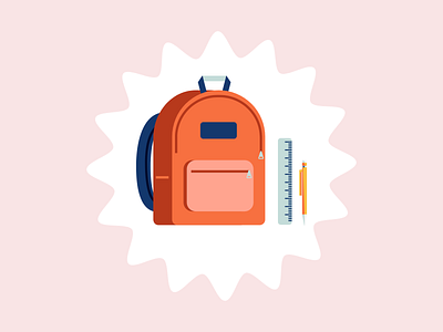 Illustration design 2d illustration backpack branding color palette colorful cute design designer fun graphic design graphic designer illustration illustrator library pack pastel playful resource ruler school