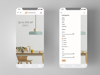 MAYNOOTH app category design furniture ios mobile ui ui ux ux