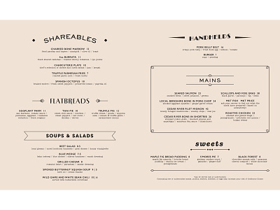 Repeal 18th Dinner Menu branding design menu typography