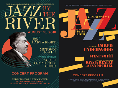 Jazz by the River 2018 & 2019 branding design illustrator indesign layout typography