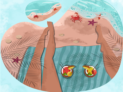 Summer beach cocktail crab holidays illustration sea sea star sophie tsankashvili summer texture vector