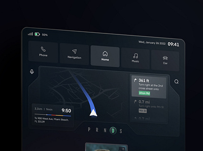 Car navigation system | HMI Concept 🚗 app car navigation daily ui design glassmorphism hmi car navigation product design ui ux uxdesign