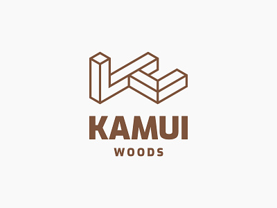 Kamui Woods alphabet carpenter lettermark logo minimalist modern monogram symbol wooden