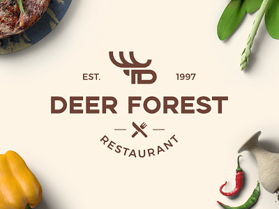 Deer Forest Restaurant branding deer logo icon identity logo minimalist modern restaurant symbol