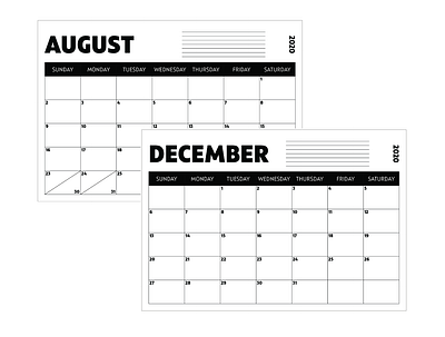 2020 Minimal Calendar (Free Download) 2020 adobe calendar date dates design digital download free graphic design indesign layout new year print type typography