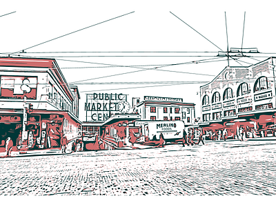 Seattle's Pike Market Illustrated adobe comic book design graphic graphic design illustrated illustration illustrator pike market seattle vector washington