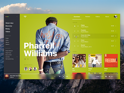 TIDAL • Concept, player, artist page. apple music artist mac os music player song spotify tidal ui user experience user interface ux