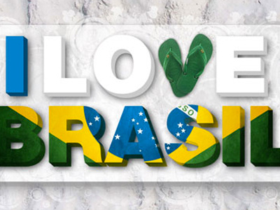 I Love Brasil album artwork blue brasil green typography white