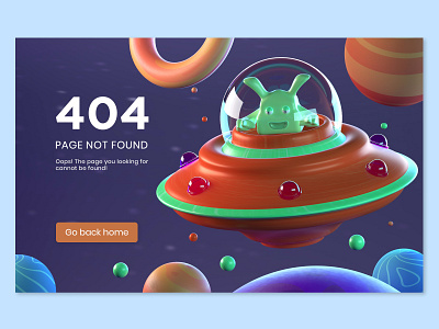 404 Page not found 3d 3d art 404page c4d cinema 4d illustration space ufo ui ui design