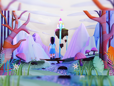 Jungle to Wonderland 3d 3d art 3d illustrations blender blender3d design illustrations jungle wonderland