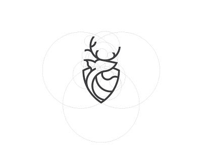 Deer shield animal deer design grid illustration line logo vector