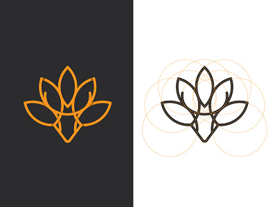 Lotus Deer animal deer design grid illustration line logo lotus vector