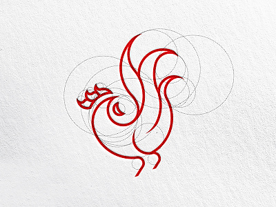 Rooster animal design grid illustration line logo rooster vector