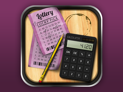 Lottery App Icon app apple calculator icon ios lottery pencil phone realism ticket virtual