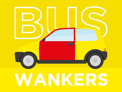 The Inbetweeners Bus Wankers Poster between betweeners car comedy fiat flat in inbetweeners minimalistic poster yellow