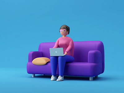 Working from couch 🛋️ 3d 3d art 3d illustration cinema4d