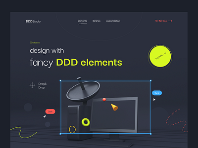 DDD elements 3d 3delements 3dillustration cinema4d ui ux web webdesign