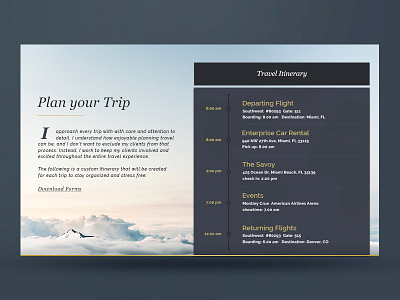 Travel Itinerary design itinerary timeline travel typography ui ux web widget zenman