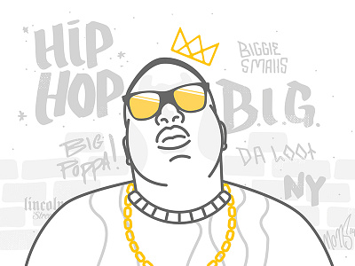 Big Poppa biggie character hiphop illustration