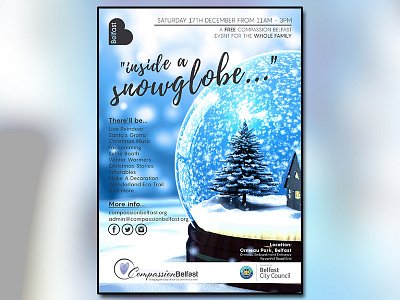 Print: Inside A Snowglobe Flyer blue christmas event flyer graphic design print snow winter