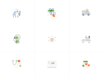 Health illustrations cute design drawing funny health icons illustration insurance web website