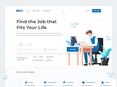 CVHQ - Job Finder Header find job header illustration job finder looking freelancer minimal ui web
