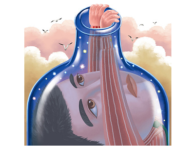 man in the bottles 2d illustration character computer graphics drawing photoshop